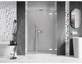 Mexen Lunar L, pravé otočné sprchové dvere 135 cm, 8mm číre sklo, biely profil, 834SL-135-050-20-00-P