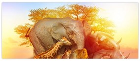 Obraz afrických zvieratiek (120x50 cm)