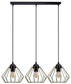 Luster na lanku CEED GOLD 3xE27/60W/230V čierna/zlatá