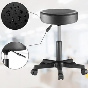 Casaria Taburetka na kolieskach BONY, Ø35cm, čierna