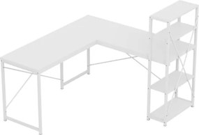 Rohový pracovný stôl s policami Leader 5.9 biely