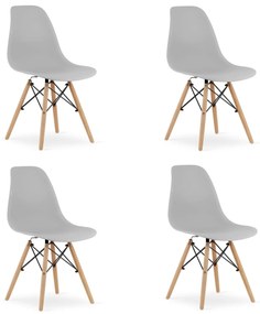 Set 4 stoličiek OSAKA sivé / čierne nohy