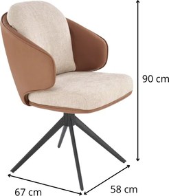 Otočné jedálenské kreslo K554 hnedé/béžové