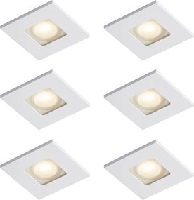 Sada 6 moderných zapustených bodových svetiel biela štvorcová IP44 - Qure