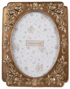 Zlatý antik fotorámik s ružičkami - 14*2*19 cm / 10*15 cm