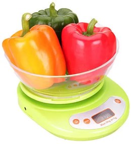 Verk 17025_Z Digitálna kuchynská váha s miskou 0,1 g - 5 kg zelená