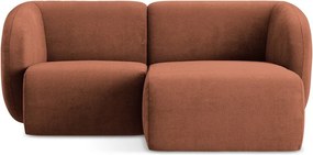 Ženilková rohová pohovka v terakotovej farbe (pravý roh/s leňoškou) Lani – Makamii