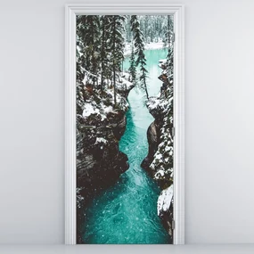 Fototapeta na dvere - Horská rieka v zime (95x205cm)