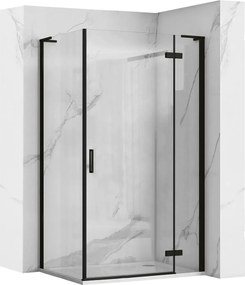 Sprchovací kút REA HUGO BLACK 100/dvere x 80/zástena cm, čierny/transparent - bez vaničky