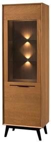 Vitrína Lazure 10 s LED osvětlením 60 cm dub Rustikal karamelový