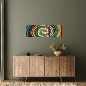 Abstraktný obraz - farebná špirála (s hodinami) (90x30 cm)