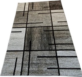Moderný koberec s kockovaným vzorom Rio 685A béžovo-hnedý Rozmer: 80x150 cm
