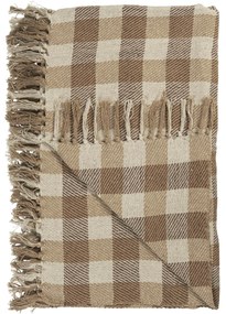Ib Laursen Bavlnený prehoz Brown Checks 130 x 160 cm