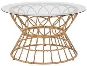 Okrúhly konferenčný stolík so sklenenou doskou v prírodnej farbe ø 75 cm Panama - Mauro Ferretti