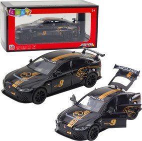 LEAN Toys Športové auto Kovový pohon Pull-Back Svetlá Zvuky Čierna 1:32