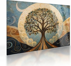 Sklenený obraz – Strom života a špirály (70x50 cm)
