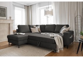Tmavosivá menčestrová rozkladacia rohová pohovka (ľavý roh) Lofty Lilly – Miuform