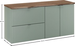 Comad Kúpeľňová skrinka pod doskové umývadlo set Line Reed Green 120 zelená/dub cassela