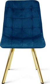 Jedálenská stolička CIEZA VELVET so zlatými nohami, modrá