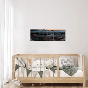 Obraz - krajina na Novom Zélande (s hodinami) (90x30 cm)