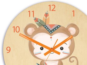 Dětské nástěnné hodiny Ami Opice indián 30 cm vícebarevné