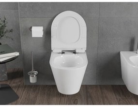 Mexen Rico, závesná WC misa 490x360x370 mm, Rimless Tornádo + WC sedadlo z duroplastu, biela lesklá, 30720100T