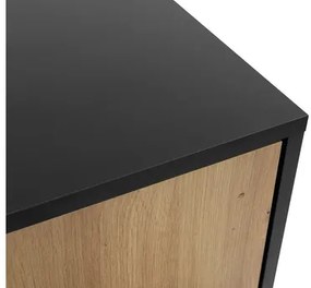 Tv stolík/skrinka s krbom Oksawi EF, Farby: čierna / dub artisan
