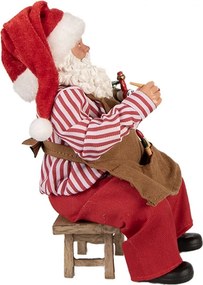 Červená vianočná dekorácia figúrka Santa Claus maľujúca mašinku - 13*10*28 cm