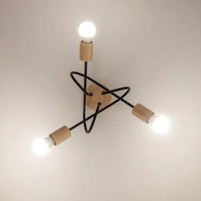 Prisadený luster OXFORD 3xE27/15W/230V borovica/čierna