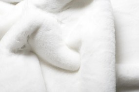 Kusový okrúhly koberec RABBIT FUR - imitácia králičej kožušiny - biely