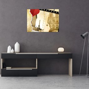 Sklenený obraz - Spomienky na Paríž (70x50 cm)