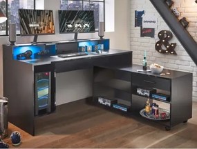 PC stôl s regálom a osvetlením Highscore 3, čierny%