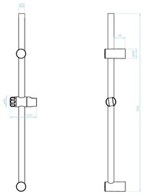 Kuchinox Cento, sprchový stĺp 70 cm, chrómová, LAV-NKC_001D