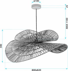 Toolight Toolight, prírodné BOHO závesné svietidlo 80cm, APP1738-1CP, OSW-06061