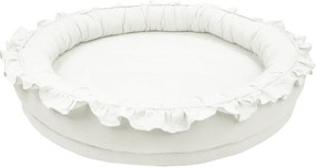 Ľanové hniezdo pre deti s volánom biela