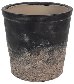 Čierno-sivý keramický obal na kvetináč L - Ø 17*16 cm