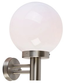 Moderná vonkajšia nástenná lampa z nehrdzavejúcej ocele s plastovou guľou IP44 - Sfera