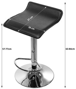 PreHouse Barová stolička FORT - čierna koženka / chrómová podnož