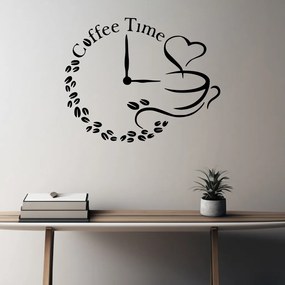 Veselá Stena Samolepka na stenu na stenu Čas na kávu hodiny Farba: čierna