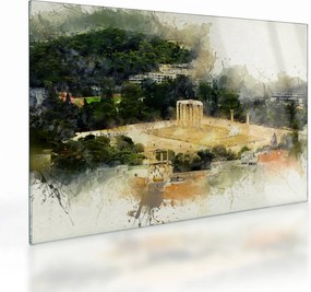 Sklenený obraz - Chrám Dia, Atény, Grécko (70x50 cm)