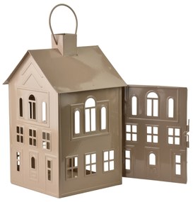 Kovová lucerna Roger 20,3x20x33,8 cm béžová