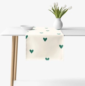 Goldea behúň na stôl 100% bavlnené plátno - srdiečka na slonovej kosti 50x140 cm