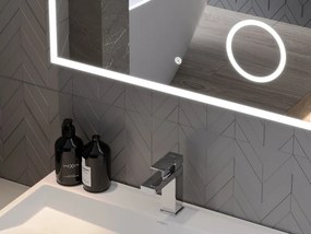 Mexen Kala, LED kúpeľňové zrkadlo s podsvietením a kozmetickým zrkadlom 80 x 60 cm, 6000K, ochrana proti zahmlievaniu, 9820-080-060-611-00
