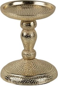 Champagne lesklý široký kovový svietnik s vyrytými bodkami - Ø 9*12cm