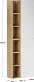 Závesná vysoká kúpeľňová skrinka Aster II 160 cm biela/dub cremona