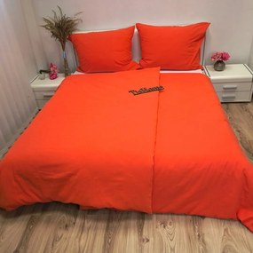Ľanové obliečky oranžovo-červené 140x200cm+90x70cm TiaHome