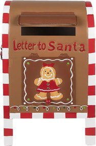 Hnedá kovová dekoračná schránka Letter to Santa - 22*18*34 cm