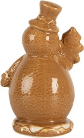 Christmas Decoration Snowman 11x8x16 Cm Brown Ceramic - 11*8*16 cm