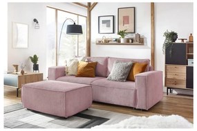 Svetloružový menčestrový taburet Nihad – Bobochic Paris