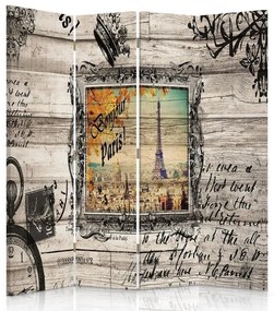 Ozdobný paraván, Stesk po Paříži - 145x170 cm, štvordielny, klasický paraván